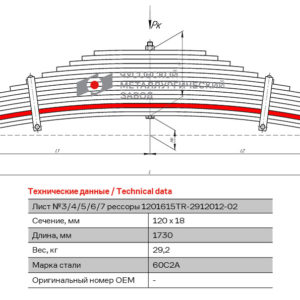 Трал 1201615TR-2912103-02 3 лист рессоры задней