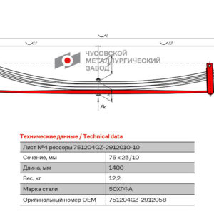 ГАЗель NEXT БОРТ (2185кг) Лист с/п №4  рессоры задней ГАЗ C41R92