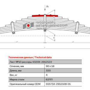 55571Х Лист №9 Рессора задняя для Урал 4320, 55571, 532361 9 листов