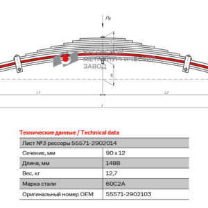УРАЛ-55571 3 лист рессоры передней