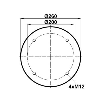 Пневмоподушка (810) со стаканом 34810-C (верх 4шп.M12.штуц.M22х1,5. низ 4отв.M12)