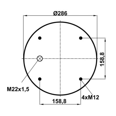 Пневмоподушка (810) без стакана 34810-S (верх 4шп.M12. отв-штуц.M22х1,5. низ отв. D156,5)