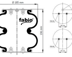 Пневмоподушка (тип 2DC/FD 180) двух секционная 2DC-180-1C FABIO