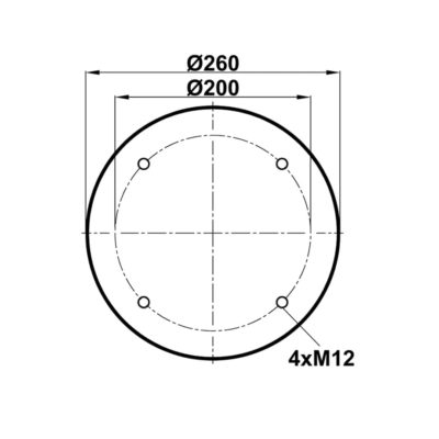 Пневмоподушка (4023) со стаканом 344023-3C (верх 2шп. М12, отв.-штуц. М22х1,5. низ 4 отв