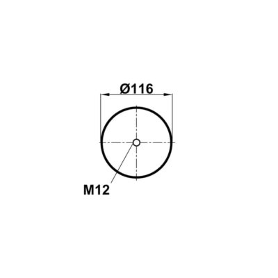 Пневмоподушка (4156) без стакана 344156-5S FABIO (верх шп.М12, шп.-штуц. М20х1,5/М12х1,5 низ отв. М1