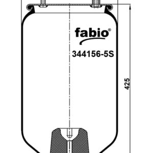 Пневмоподушка (4156) без стакана 344156-5S FABIO (верх шп.М12, шп.-штуц. М20х1,5/М12х1,5 низ отв. М1