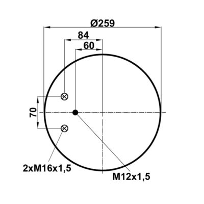 Пневмоподушка (4882) без стакана 344882-5S  (верх шп м12х1,5, 2штуц М16х1,5. низ D 130,8)