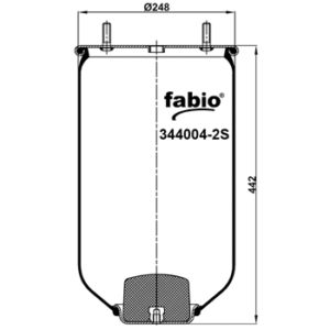 Пневмоподушка (4004) без стакана 344004-2S FABIO (верх 2 шп.М12 отв.штуц.М12х1,5. низ М12)