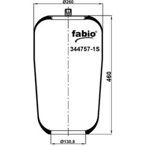 Пневмоподушка (4757) без стакана 344757-1S FABIO (верх нп.-штуц.М24х1,5/М16х1,5. низ D130,8)