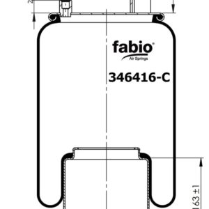 Пневмоподушка (6416) со стаканом 346416-C FABIO (верх шп.-штуц.М16х1,5/М24х1,5 кроншт. низ 1шп.М14)