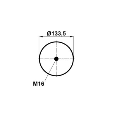 Пневмоподушка (940) без стакана 34940-S (верх 2шп.M12смещ.25. штуц.M22х1,5. низ шп. М16)