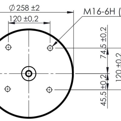 Пневмоподушка (725) со стаканом 34725-3C (верх 2шп.М12, отв.штуц.М22х1,5. низ 4хМ16)