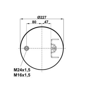 Пневмоподушка (6418) без стакана 346418-S (верх шп-штуц.М24х1,5/М16х1,5 кроншт. Низ D130,8)