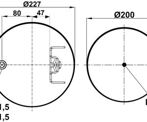 Пневмоподушка (7803) со стаканом WBR 07803-K (верх шп-штуц.M16х1,5/M24х1,5 кроншт. Низ шп.M14)