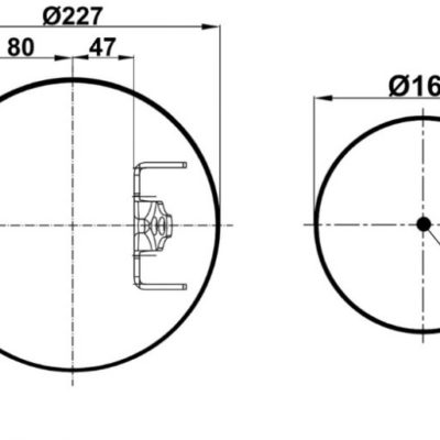 Пневмоподушка (6418) со стаканом WBR 06418-K (верх шп-штуц.M24х1,5/16х1,5смещ.80+кроншт.4отв.низ.M14