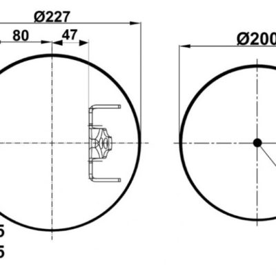 Пневмоподушка (7804) со стаканом WBR 07804-K (верх шп.-штуц.M24х1,5/М24х1,5 с кронштейном. Низ М14)