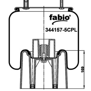 Пневмоподушка (4157) со стаканом 344157-5CPL FABIO (верх 1шп.M12, шп-штуц.M22х1,5/M12х1,5 низ 2отв.