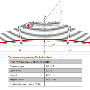 Тонар 2 лист рессоры 18-ти листовой  24146 аналог BPW