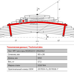 Volvo 7 лист с/х рессоры  задней 11лист. аналог 257658-02