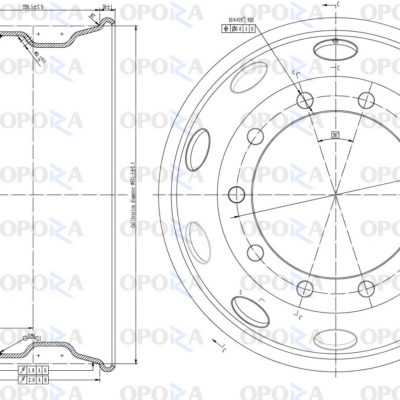 Диск колесный OPORA 9х22,5 10/335 d281 ET175 (18мм), Silver вентиль внутренний