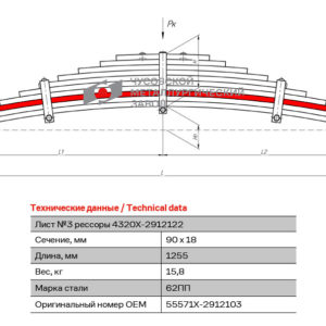 УРАЛ-55571Х 3 лист рессоры задней