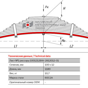 Лист №1 Рессора задняя для BPW аналог 0508205030 12 листов (12мм L-1150)