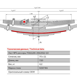 Лист №5 Рессора задняя для Isuzu FSR 90 12 листов