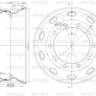 Диск колесный OPORA 7,5х22,5 10/335 d281 ET165 (16мм), Silver вентиль внутренний