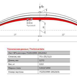 Лист 1 Рессоры задней 3х. листовой ROR аналог 21204279