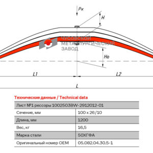 Лист №1 Рессора задняя для BPW аналог 0508204305 3 листа